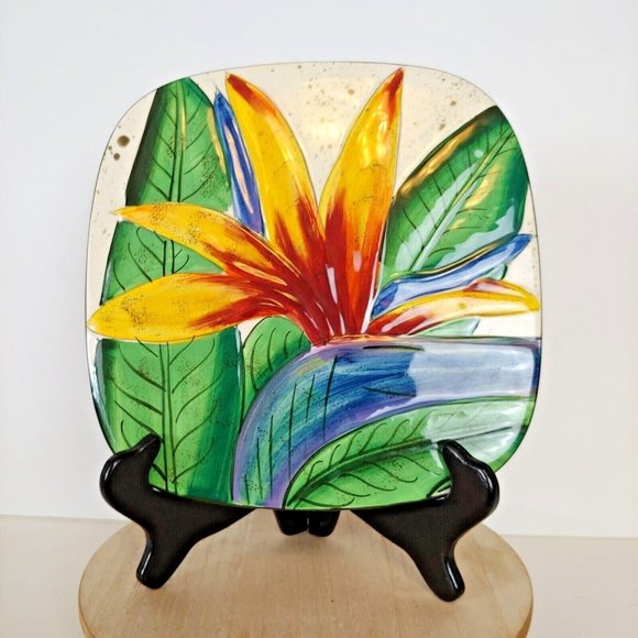 island plantations Other - Island Plantations Bird Of Paradise Tile Cheese Plate Trivet Hot Plate 8.5"